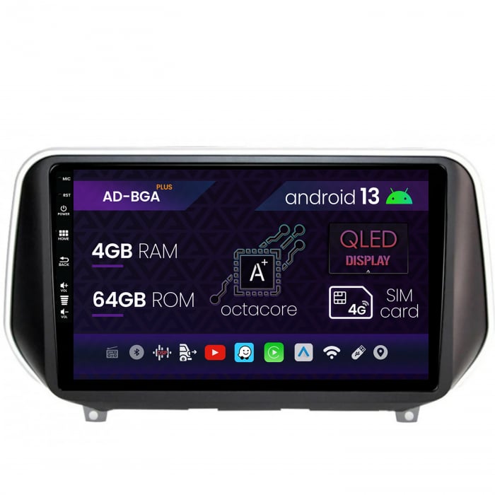 Navigatie Hyundai Santa Fe (2018-Prezent), Android 13, A-Octacore 4GB RAM + 64GB ROM, 9 Inch - AD-BGA9004+AD-BGRKIT223