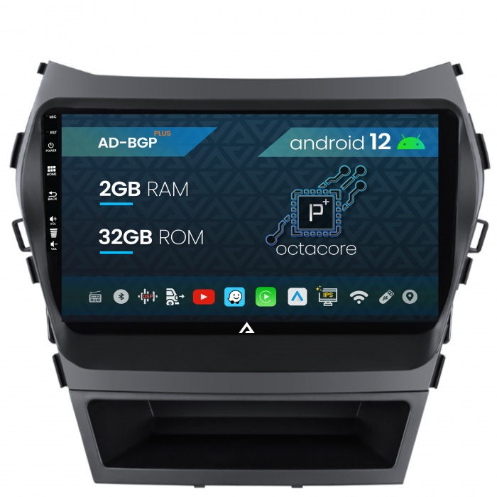 Navigatie Hyundai Santa Fe IX45 (2013-2017), Android 12, P-Octacore 2GB RAM + 32GB ROM, 9 Inch - AD-BGP9002+AD-BGRKIT182