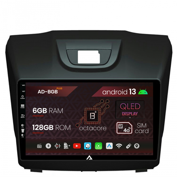 Navigatie Isuzu D-MAX (2015+), Android 13, B-Octacore   6GB RAM + 128GB ROM, 9 Inch - AD-BGB9006+AD-BGRKIT311