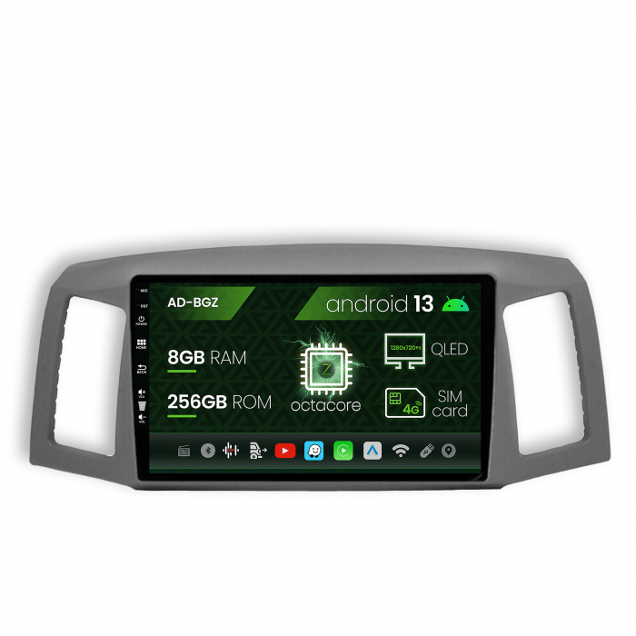 Navigatie Jeep Grand Cherokee (2004-2007), Android 13, Z-Octacore   8GB RAM + 256GB ROM, 9 Inch - AD-BGZ10008+AD-BGRKIT297v2