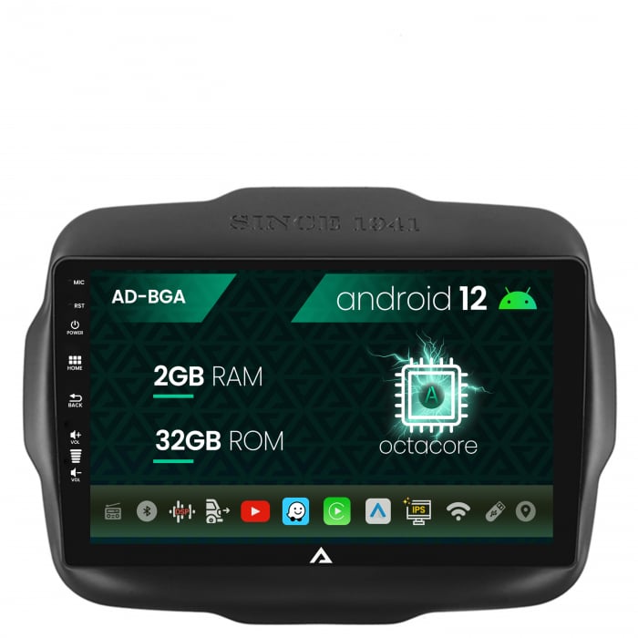 Navigatie Jeep Renegade (2014-2018), Android 13, A-Octacore 2GB RAM + 32GB ROM, 9 Inch - AD-BGA9002+AD-BGRKIT286