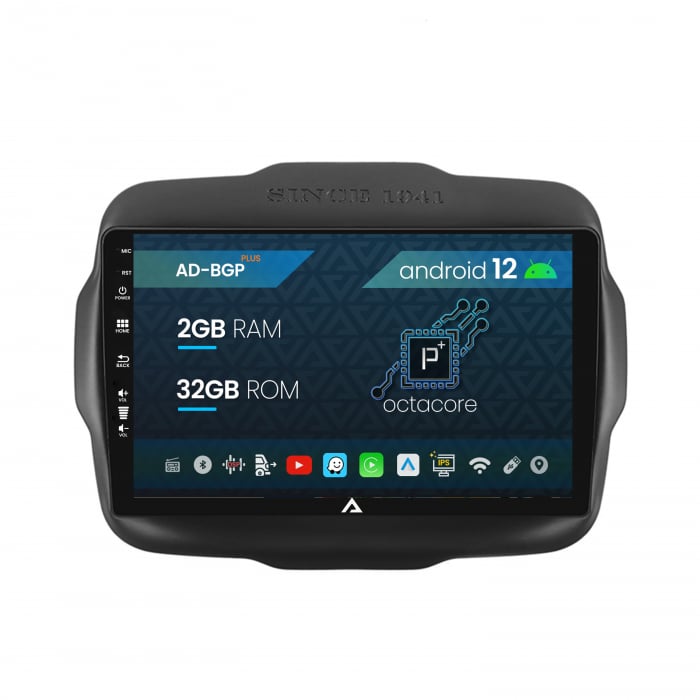 Navigatie Jeep Renegade (2014-2018), Android 12, P-Octacore   2GB RAM + 32GB ROM, 9 Inch - AD-BGP9002+AD-BGRKIT286