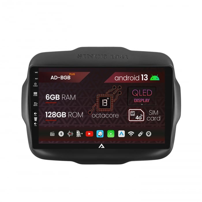 Navigatie Jeep Renegade (2014-2018), Android 13, B-Octacore 6GB RAM + 128GB ROM, 9 Inch - AD-BGB9006+AD-BGRKIT286