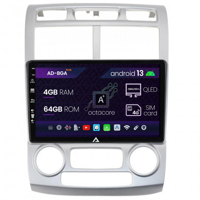 Navigatie Kia Sportage (2005-2010) M AC, Android 13, A-Octacore   4GB RAM + 64GB ROM, 9 Inch - AD-BGA9004+AD-BGRKIT148