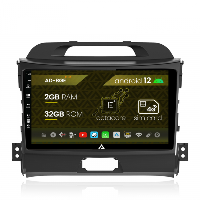 Navigatie Kia Sportage (2010-2016), Android 12, E-Octacore   2GB RAM + 32GB ROM, 9 Inch - AD-BGE9002+AD-BGRKIT146