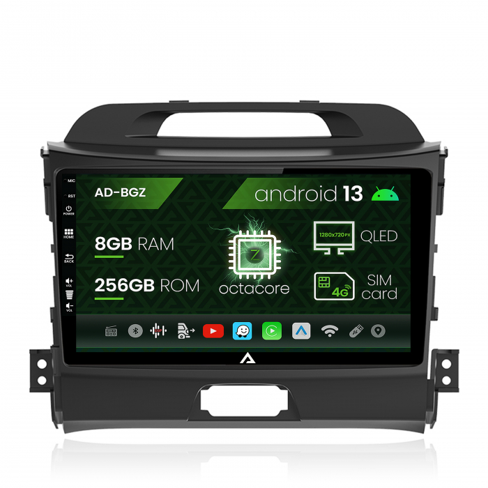 Navigatie Kia Sportage (2010-2016), Android 13, Z-Octacore  8GB RAM + 256GB ROM, 9 Inch - AD-BGZ9008+AD-BGRKIT146