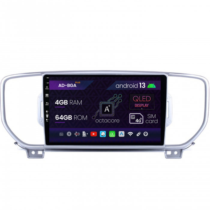 Navigatie Kia Sportage (2016-2018), Android 13, A-Octacore   4GB RAM + 64GB ROM, 9 Inch - AD-BGA9004+AD-BGRKIT150V2