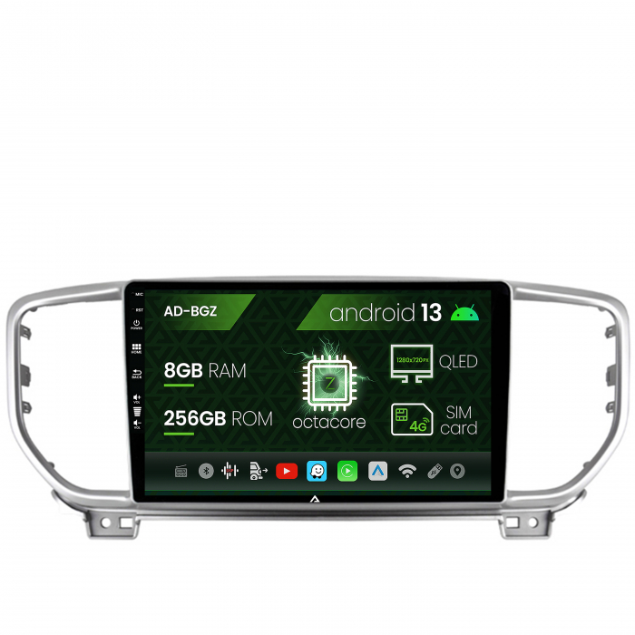 Navigatie Kia Sportage (2018+), Android 13, Z-Octacore   8GB RAM + 256GB ROM, 9 Inch - AD-BGZ9008+AD-BGRKIT150