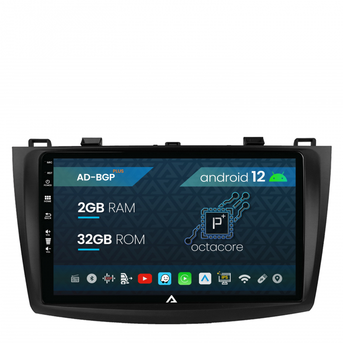 Navigatie Mazda 3 (2009-2013), Android 12, P-Octacore 2GB RAM + 32GB ROM, 9 Inch - AD-BGP9002+AD-BGRKIT320