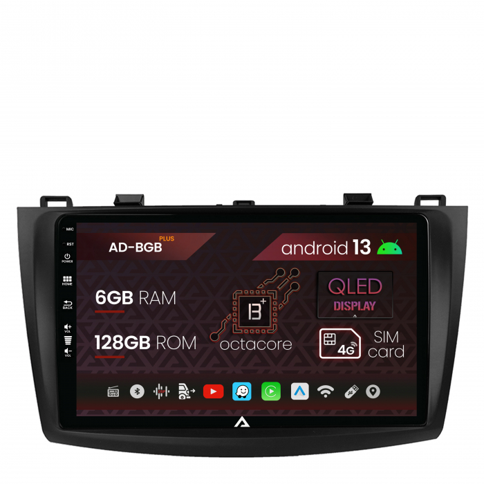 Navigatie Mazda 3 (2009-2013), Android 13, B-Octacore 6GB RAM + 128GB ROM, 9 Inch - AD-BGB9006+AD-BGRKIT320