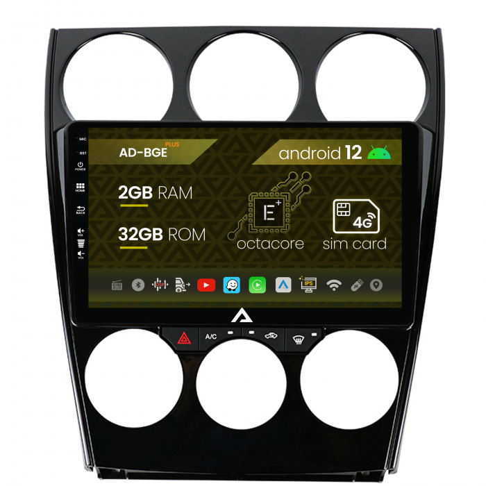 Navigatie Mazda 6 (2002-2008), Android 12, E-Octacore 2GB RAM + 32GB ROM, 9 Inch - AD-BGE9002+AD-BGRKIT321