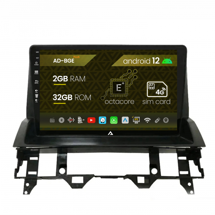 Navigatie Mazda 6 (2002-2008), Android 12, E-Octacore   2GB RAM + 32GB ROM, 10.1 Inch - AD-BGE10002+AD-BGRKIT321V2