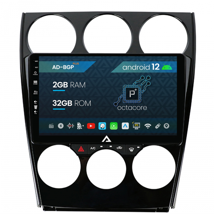 Navigatie Mazda 6 (2002-2008), Android 12, P-Octacore 2GB RAM + 32GB ROM, 9 Inch - AD-BGP9002+AD-BGRKIT321