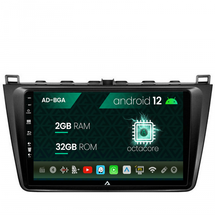 Navigatie Mazda 6 (2008-2013), Android 13, A-Octacore 2GB RAM + 32GB ROM, 9 Inch - AD-BGA9002+AD-BGRKIT328