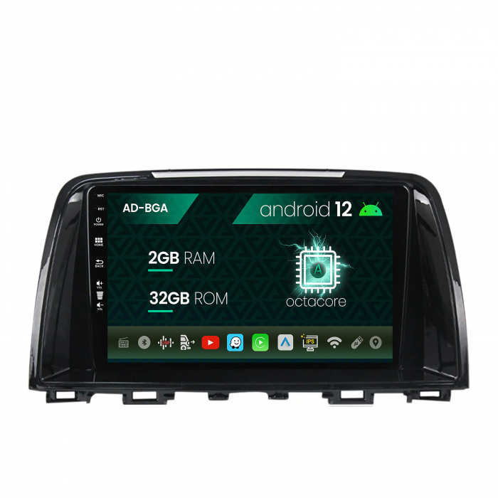 Navigatie Mazda 6 (2012-2017), Android 13, A-Octacore 2GB RAM + 32GB ROM, 9 Inch - AD-BGA9002+AD-BGRKIT328v2