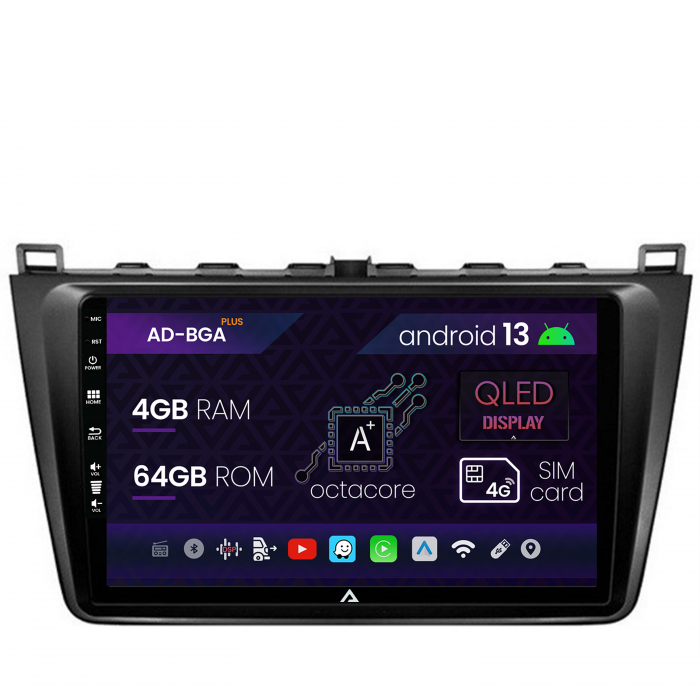 Navigatie Mazda 6 (2008-2013), Android 13, A-Octacore 4GB RAM + 64GB ROM, 9 Inch - AD-BGA9004+AD-BGRKIT328