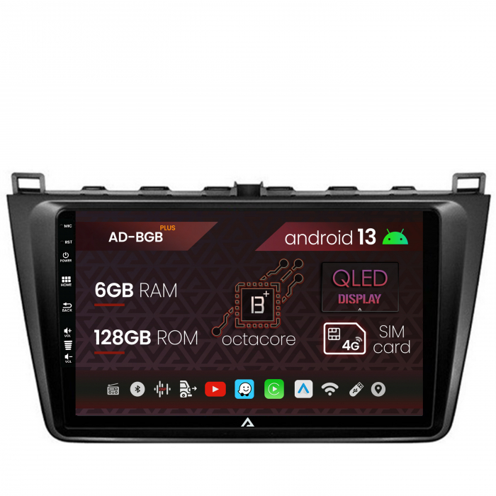 Navigatie Mazda 6 (2008-2013), Android 13, B-Octacore 6GB RAM + 128GB ROM, 9 Inch - AD-BGB9006+AD-BGRKIT328