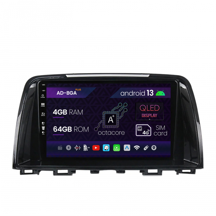 Navigatie Mazda 6 (2013-2015), Android 13, A-Octacore   4GB RAM + 64GB ROM, 9 Inch - AD-BGA9004+AD-BGRKIT328v2