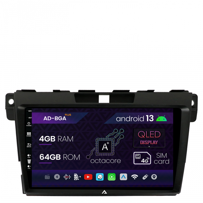 Navigatie Mazda CX-7 (2008-2013), Android 13, A-Octacore 4GB RAM + 64GB ROM, 9 Inch - AD-BGA9004+AD-BGRKIT326