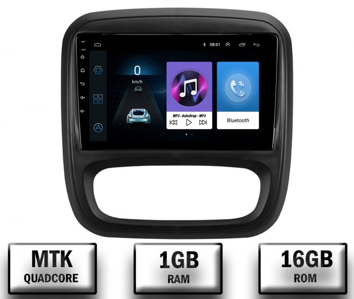 Navigatie Opel Vivaro Renault Traffic (2014+), Android 10, P-Quadcore 1GB RAM + 16GB ROM, 9 Inch - AD-BGP9001+AD-BGRKIT389