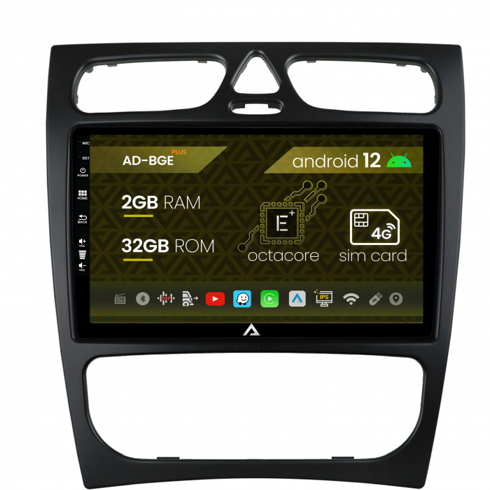 Navigatie Mercedes Benz C-Class W203 (2000-2005), Android 12, E-Octacore   2GB RAM + 32GB ROM, 9 INCH - AD-BGE9002+AD-BGRKIT416