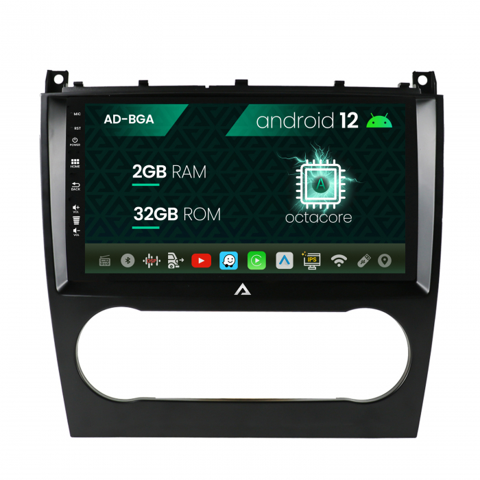 Navigatie Mercedes Benz C-Class W203 (2004-2011), Android 13, A-Octacore 2GB RAM + 32GB ROM, 9 INCH - AD-BGA9002+AD-BGRKIT414