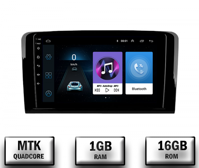 Navigatie Mercedes Benz ML W164 GL X164, Android 10, P-Quadcore 1GB RAM + 16GB ROM, 9 Inch - AD-BGP9001+AD-BGRKIT405