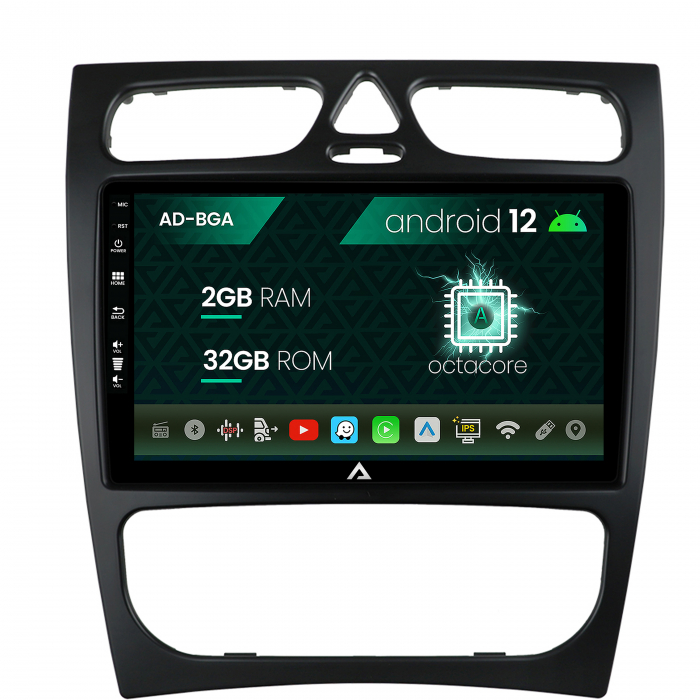 Navigatie Mercedes Benz C-Class W203 (2000-2005), Android 13, A-Octacore 2GB RAM + 32GB ROM, 9 INCH - AD-BGA9002+AD-BGRKIT416