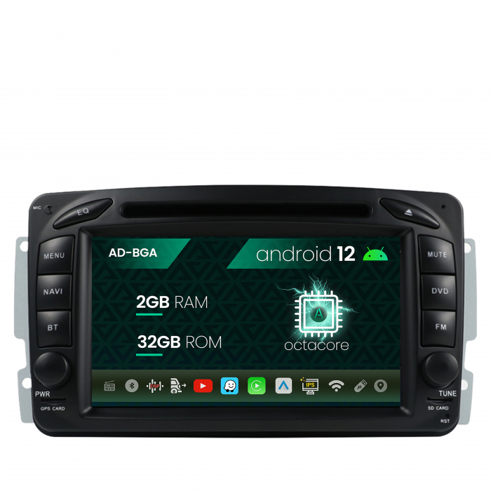 Navigatie Mercedes Benz C-Class W203 Vito Viano CLK, Android 13, A-Octacore 2GB RAM + 32GB ROM cu DVD, 7 Inch - AD-BGAMBCC72AC