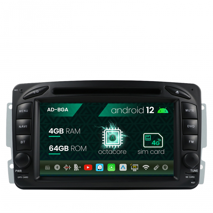 [RESIGILAT] Navigatie Mercedes Benz C-Class W203 Vito Viano CLK, Android 13, A-Octacore 4GB RAM + 64GB ROM cu DVD, 7 Inch - AD-BGAMBCC7AC