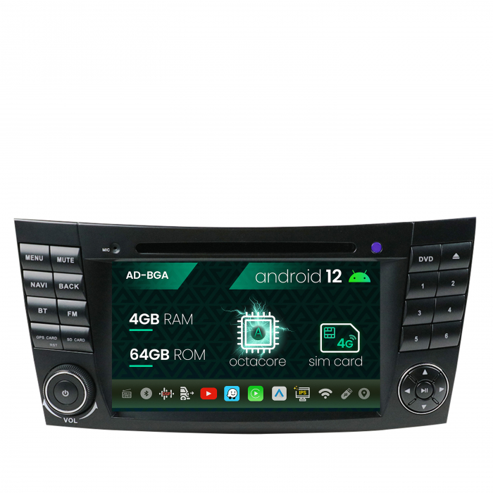 Navigatie Mercedes Benz E-Class W211 CLS W219, Android 13, A-Octacore 4GB RAM + 64GB ROM, 7 Inch cu DVD - AD-BGAMBW211AC