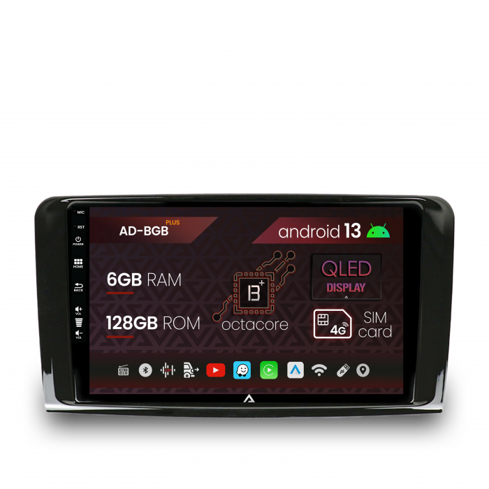 Navigatie Mercedes Benz ML W164 GL X164, Android 13, B-Octacore 6GB RAM + 128GB ROM, 9 Inch - AD-BGB9006+AD-BGRKIT405