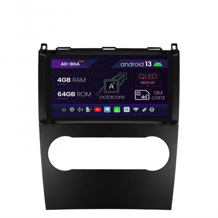 Navigatie Mercedes Benz A B Class (2004-2011), Android 13, A-Octacore   4GB RAM + 64GB ROM, 9 Inch - AD-BGA9004+AD-BGRKIT420