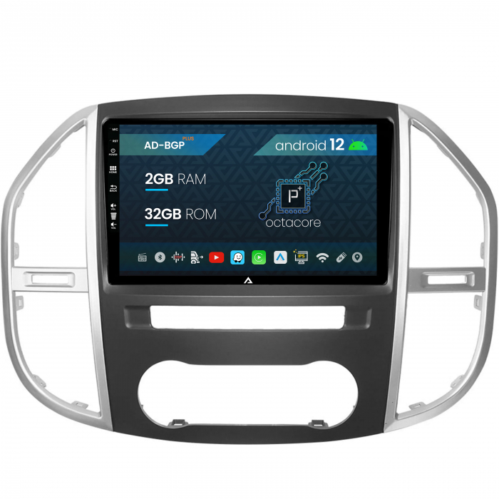 Navigatie Mercedes Benz Vito (2016+), Android 12, P-Octacore 2GB RAM + 32GB ROM, 9 Inch - AD-BGP9002+AD-BGRKIT407v3