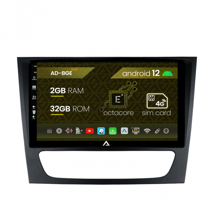 Navigatie Mercedes Benz W211 CLS, Android 12, E-Octacore 2GB RAM + 32GB ROM, 9 Inch - AD-BGE9002+AD-BGRKIT415