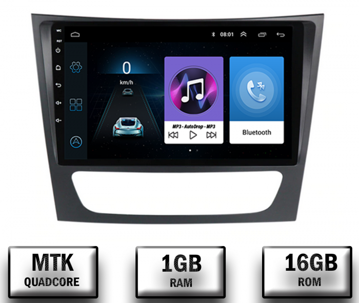 Navigatie Mercedes Benz W211 CLS, Android 10, P-Quadcore 1GB RAM + 16GB ROM, 9 Inch - AD-BGP9001+AD-BGRKIT415