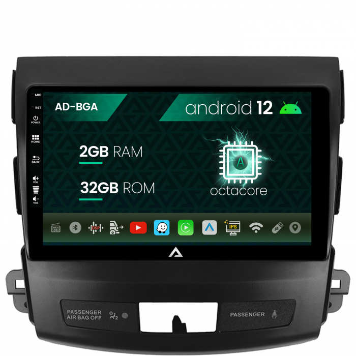 Navigatie Mitstubishi Outlander Peugeot 4007 Citroen C-Crosser, Android 13, A-Octacore 2GB RAM + 32GB ROM, 9 Inch - AD-BGA9002+AD-BGRKIT276