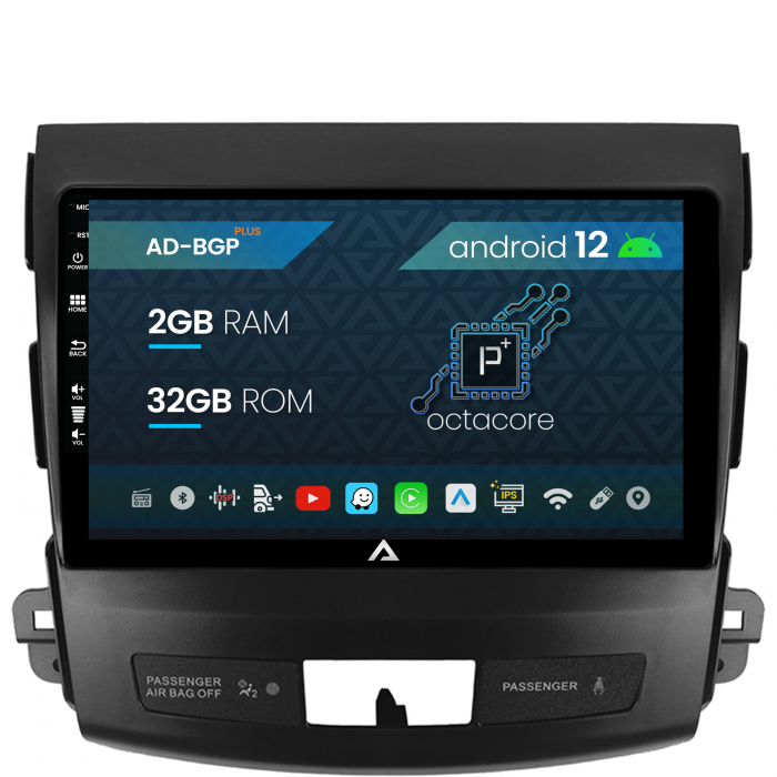 Navigatie Mitstubishi Outlander Peugeot 4007 Citroen C-Crosser, Android 12, P-Octacore 2GB RAM + 32GB ROM, 9 Inch - AD-BGP9002+AD-BGRKIT276