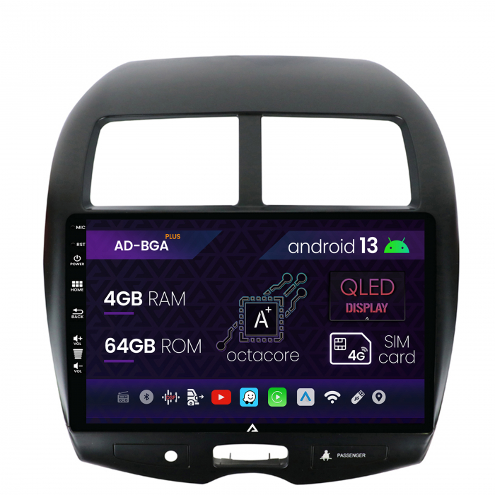 Navigatie Mitsubishi ASX   Peugeot 4008 (2010-2018), Android 13, A-Octacore   4GB RAM + 64GB ROM, 10.1 Inch - AD-BGA10004+AD-BGRKIT267