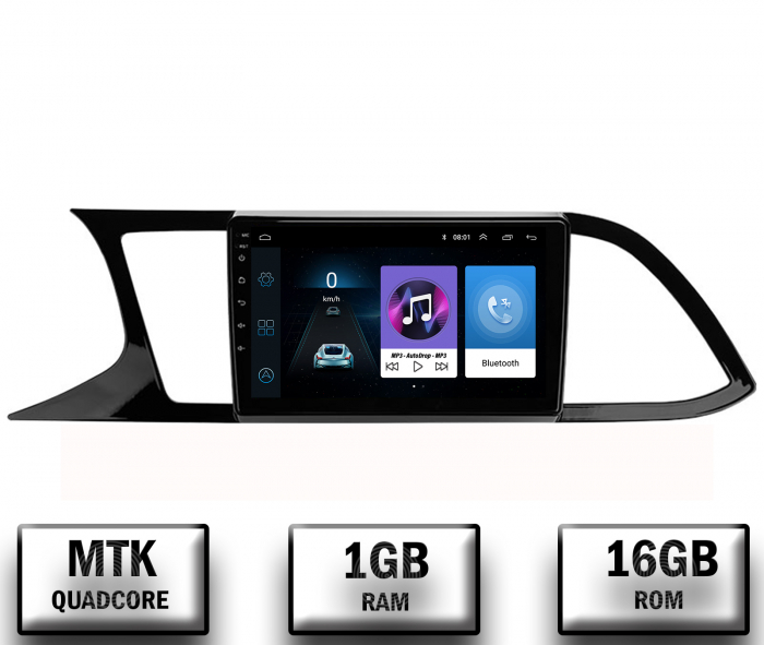 Navigatie Seat Leon 3 (2014-2020), Android 10, P-Quadcore 1GB RAM + 16GB ROM, 9 Inch - AD-BGP9001+AD-BGRKIT047