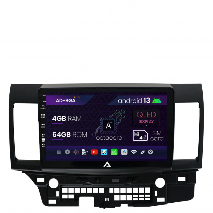 Navigatie Mitsubishi Lancer (2007-2016), Android 13, A-Octacore 4GB RAM + 64GB ROM, 10.1 Inch - AD-BGA10004+AD-BGRKIT269