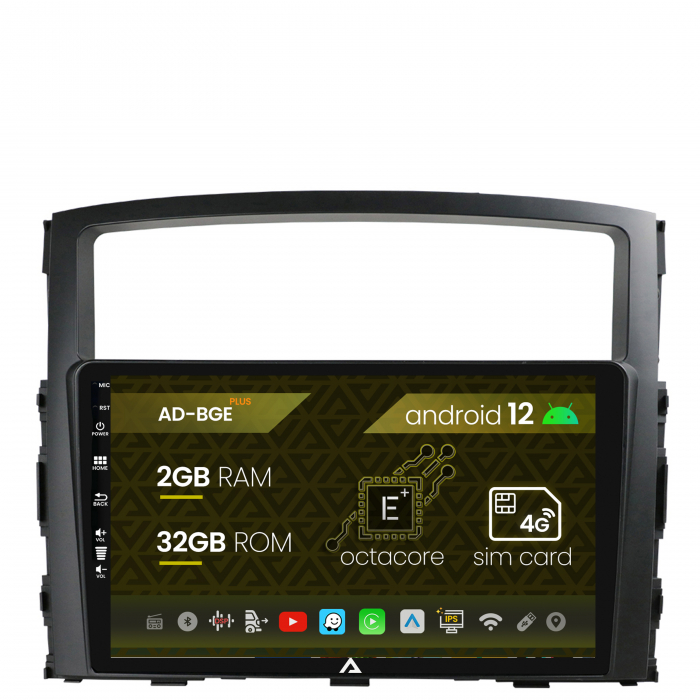 Navigatie Mitsubishi Pajero (2006-2014), Android 12, E-Octacore 2GB RAM + 32GB ROM, 9 Inch - AD-BGE9002+AD-BGRKIT271