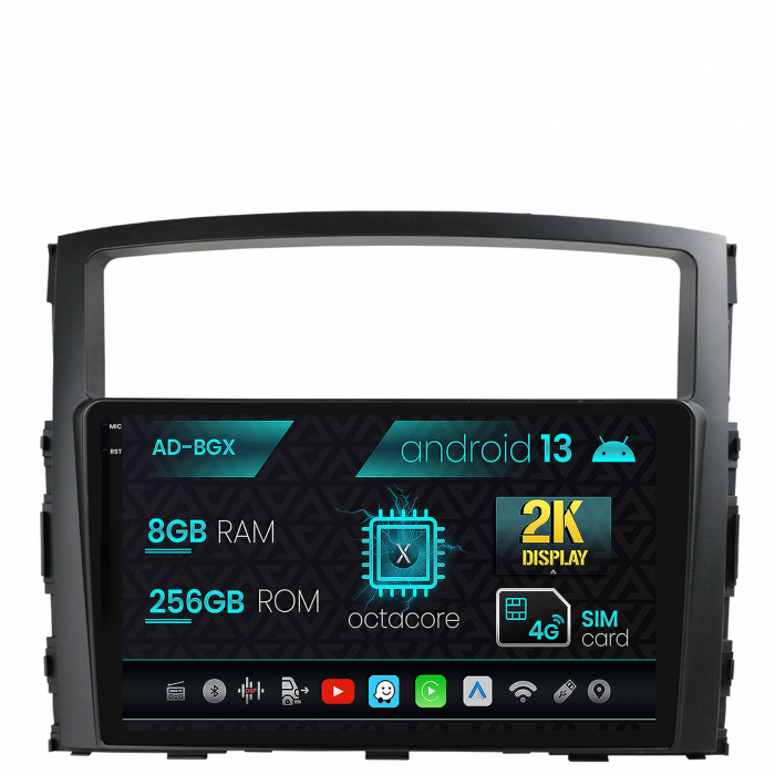 Navigatie Mitsubishi Pajero (2006-2014), Android 13, X-Octacore 8GB RAM + 256GB ROM, 9.5 Inch - AD-BGX9008+AD-BGRKIT271