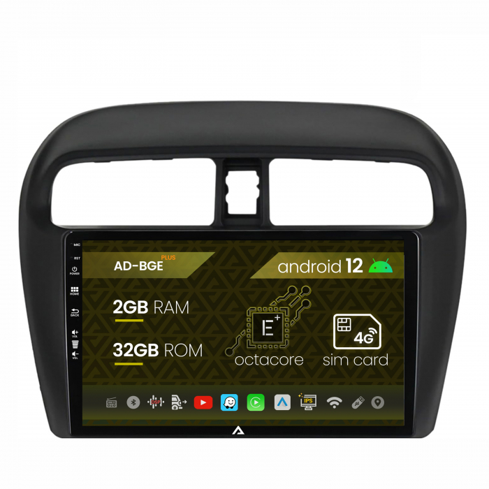 Navigatie Mitsubishi Space Star   Mirage   Attrage, Android 12, E-Octacore   2GB RAM + 32GB ROM, 9 Inch - AD-BGE9002+AD-BGRKIT267V3