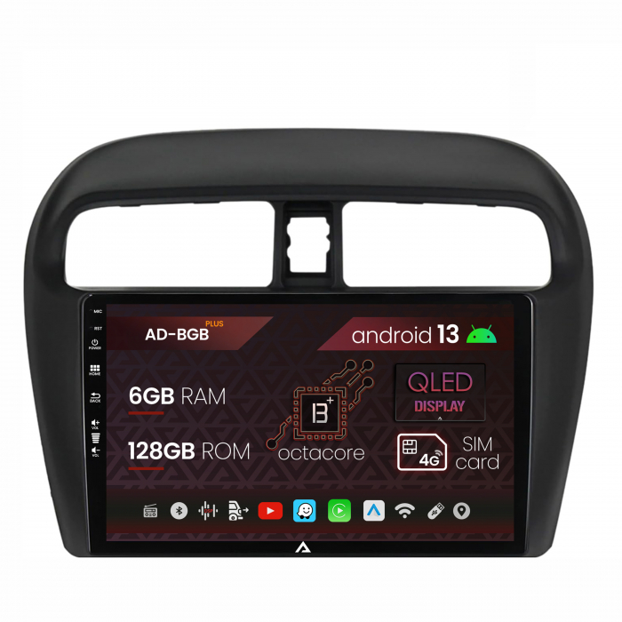 Navigatie Mitsubishi Space Star Mirage Attrage, Android 13, B-Octacore 6GB RAM + 128GB ROM, 9 Inch - AD-BGB9006+AD-BGRKIT267V3