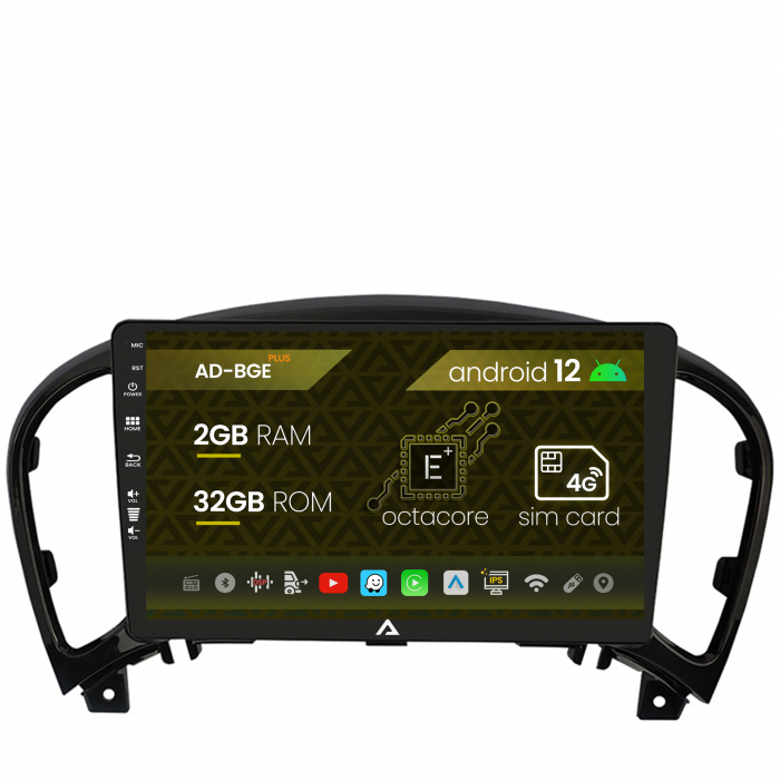 Navigatie Nissan Juke (2010-2015), Android 12, E-Octacore 2GB RAM + 32GB ROM, 9 Inch - AD-BGE9002+AD-BGRKIT168