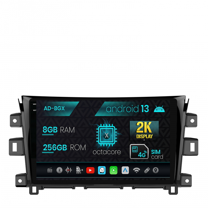 Navigatie Nissan Navara (2015+), Android 13, X-Octacore   8GB RAM + 256GB ROM, 9.5 Inch - AD-BGX9008+AD-BGRKIT163