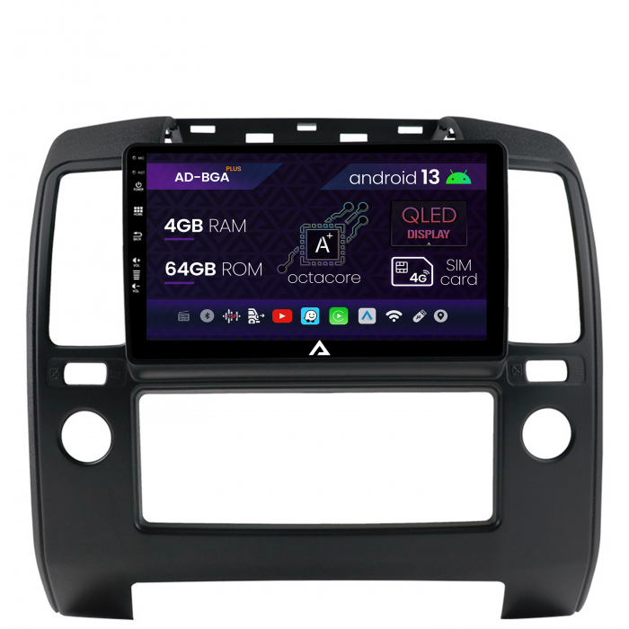 Navigatie Nissan Navara, Android 13, A-Octacore   4GB RAM + 64GB ROM, 9 Inch - AD-BGA9004+AD-BGRKIT170