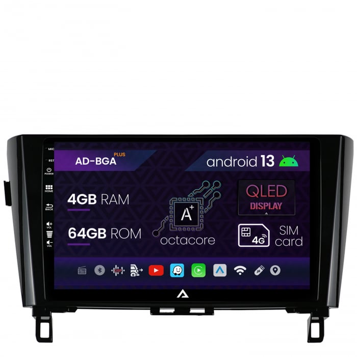 Navigatie Nissan Qashqai X-Trail (2013+), Android 13, A-Octacore 4GB RAM + 64GB ROM, 10.1 Inch - AD-BGA10004+AD-BGRKIT162