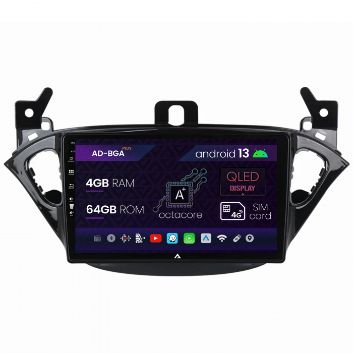 Navigatie Opel Corsa E   Adam (2013-2019), Android 13, A-Octacore   4GB RAM + 64GB ROM, 9 Inch - AD-BGA9004+AD-BGRKIT387